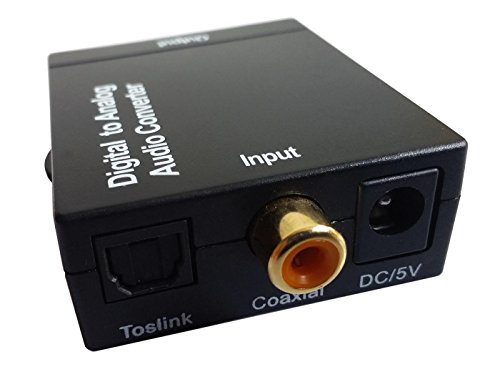 Easyday Black Digital Optical Coaxial Toslink Signal to Analog Audio Converter Adapter RCA L/R output with 3.5mm Audio Jack + Volume Control + Sampling rate + Chipset Cirrus logic