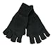Mens 3M Thinsulate 40 gram Thermal Insulated Black Knit Winter Fingerless Gloves (Large / X-Large)