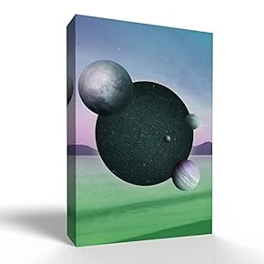 Canvas Wall Art - Abstract Moon for Bedroom - Modern Home Art Stretched and Framed Ready to Hang - 12x18 inches