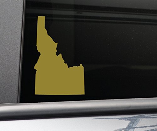 Idaho Vinyl Decal Laptop Car Truck Bumper Window Sticker, 6.25" x 4", Metallic Gold Matte