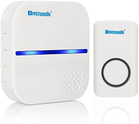 Wireless Doorbell Chime Kit, No Batteries Required for Remote Push Button Transmitter and Plug-in Receiver, Breezesmile Self-powered Chime Kit with 58 Chimes, LED Indicator, 4 Level Volume ( White )