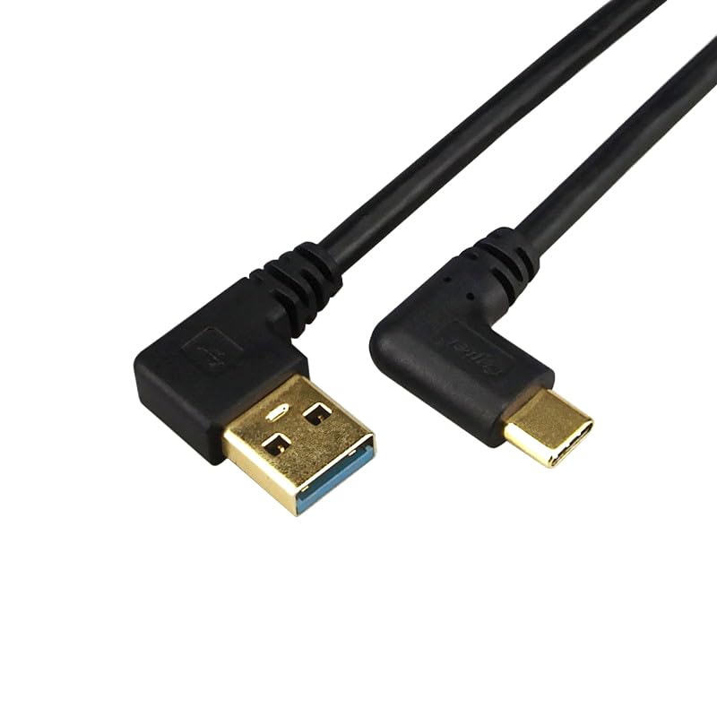 La Brodée USB C Cable, Right Angled USB 3.0 to USB C Adapter Cable, USB Thunderbolt Type-C Converter Cord for Phone, Tablet, Computer, Laptop, PC, Galaxy S20/S10/S9/S8 (Pack of 2)