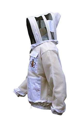 Bee Jacket 3 Layer Safety Unisex White Fabric Mesh Beekeeping Jacket Beekeeping Fencing Veil Protective Clothing Beekeeping Clothing Beekeeping Protective Clothing Ventilated Bee-XL