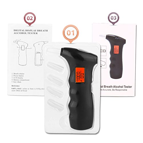 Vandora Breathalyzer, Portable Digital Breath Alcohol Tester LED Screen with 5 Mouthpieces for Home Use - Thumbnail 7