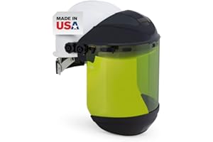 Sellstrom S31202 Electric Level II 9.9 Cal Arc Flash Complete Faceshield Unit with White Six Point Suspension Hard Hat (Hard 