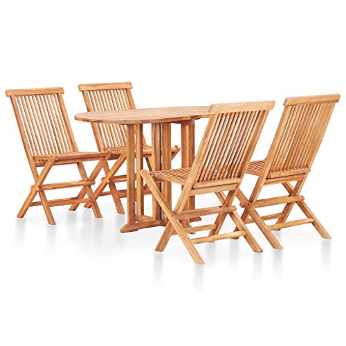vidaXL Teak Massiv Gartenmöbel 5-TLG. Klappbar Sitzgruppe Lounge Gartengarnitur Gartenset Sitzgarnitur Klapptisch Klappstuhl Tisch Stühle