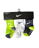Nike Toddler Baby Non-Slip Socks 3 Pack Size 06-12 Months Neon Green/White/Gray