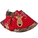 Valery Madelyn 48 inch Luxury Red Gold Christmas Tree Skirt with Reindeer and Faux Fur, Themed with Christmas Ornaments (Not Included)
