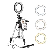 DokFin Ring Light with Stand and Phone Holder, 5.7 Inch Led Selfie Ring Light for YouTube Video/Photography/Live Stream/Makeup, Mini Led Camera Ringlight for iPhone Xs Max XR Android