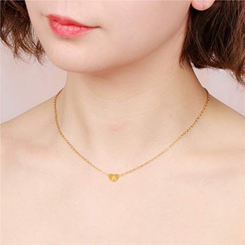 YFancy Heart Letter Necklace, Titanium Steel Peach Heart Letter Necklace 26 Letters Love Clavicle Ne - //medicalbooks.filipinodoctors.org