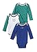 Lamaze Organic Baby Baby Boys Long Sleeve Cotton Bodysuit, Snap Closure, Blue and Green Woodland, 3 Months
