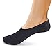Silky Toes Women's No Show Socks Non- Slip Silicone Grip Cushion Hidden Foot Liners, Multi Pack Solid & Design (Black-6 Per Pack)