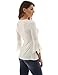 PattyBoutik Women Henley Lace Inset 3/4 Bell Sleeve Blouse (Off-White Medium)