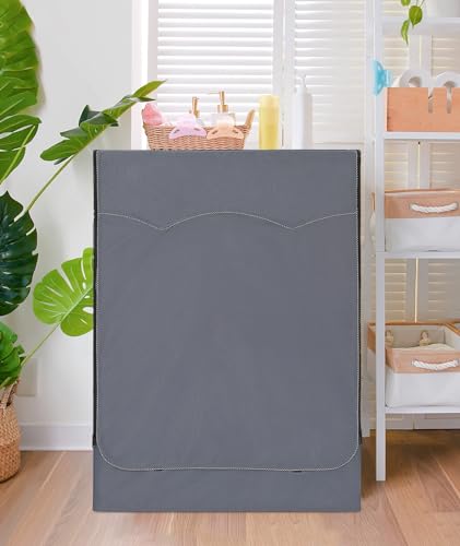 HAUSPROFI Washing Machine Cover for Outdoor Use 420D – Best Thickness Washing Machine Cover for Washing Machines and Dryers – Waterproof Washing Machine Cover with Sun Protection – 60 x 64 x 85 cm – Grey