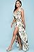 Women's V Neck Halter Floral Maxi Dress Overlay Romper Jumpsuit Apricot, Large