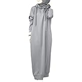kiobrvhe Womens Maxi Long Hoodie Dress Pullover Sweatshirt for Muslin Girl Spring Fall Autumn Winter Loose Dress
