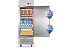 JINSONG 27" Commercial Refrigerator, 23 Cu.Ft Reach-in Stainless Steel Fridge with Single Solid Door for Restaurant, Bar, Shop, or Home Use
