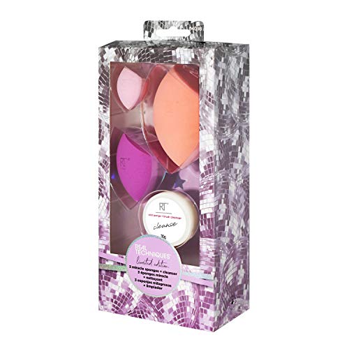 Real Techniques Miracle Makeup Blender Beauty Sponge Set with Makeup Brush Cleaner, Set of 3