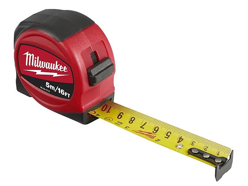 Milwaukee 48227717 5m/16ft Pro Compact Tape Measure S5-16/25, Red