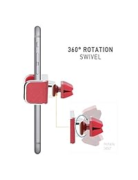 Dash Crab MONO Soporte para teléfono de piel auténtica, para auto, de lujo, para colocar en la rejilla de ventilación, para iPhone 7 Plus, 6, 6s Plus, Samsung Galaxy S7, S6, Edge, Note 5, con agarre universal., Rojo