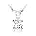 Bria Lou Silver Flashed Cubic Zirconia Square Solitaire Pendant Necklace, 18