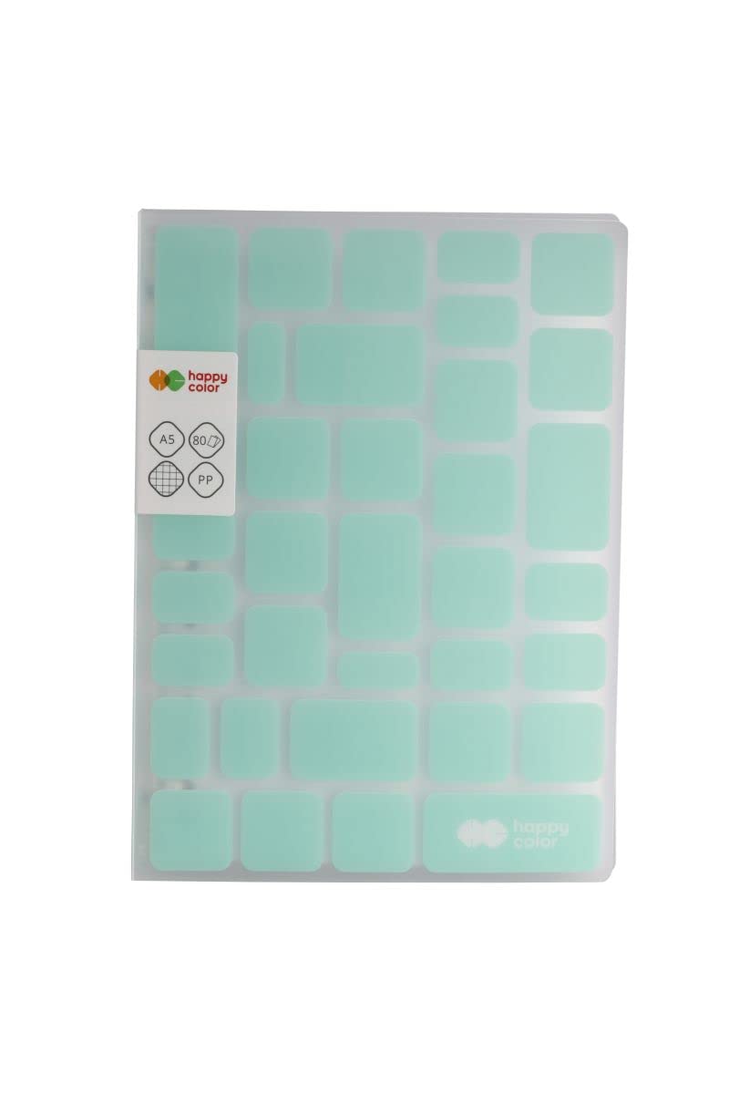 Happy Color TRENDY Collection Spiral Notebook, College Square Ruled Paper, A5 Format, Mint Green Hardcover, 80gsm White Sheets,