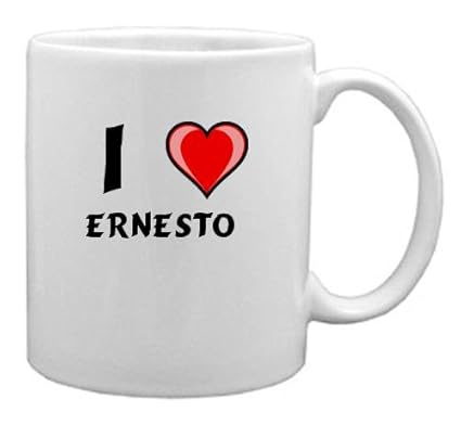 Taza de cerámica con estampada de "Te quiero" Ernesto (nombre de pila