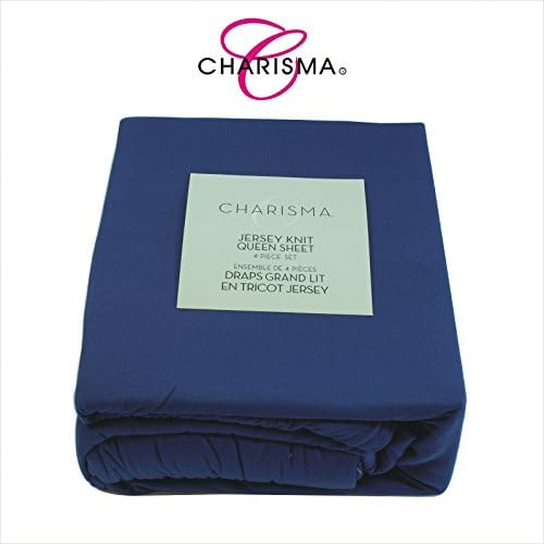Premium Quality Wrinkle Free 4pc Bedding Bed Sheet Set Top Brand Jersey Knit Best material 100% Modal, 1 Fitted Sheet, 1 Flat Sheet, 2 Pillowcases, Queen Size, Navy Blue,