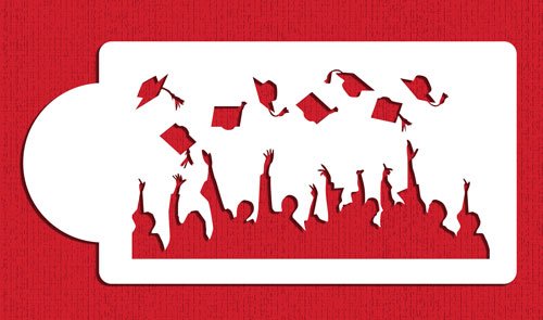 Graduation Silhouette Cake Side Stencil C1037 by Designer Stencils