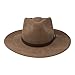 B&S Premium Lewis - Wide Brim Fedora Hat - 100% Wool Felt - Water Resistant - Leather Band - Light Brown 56