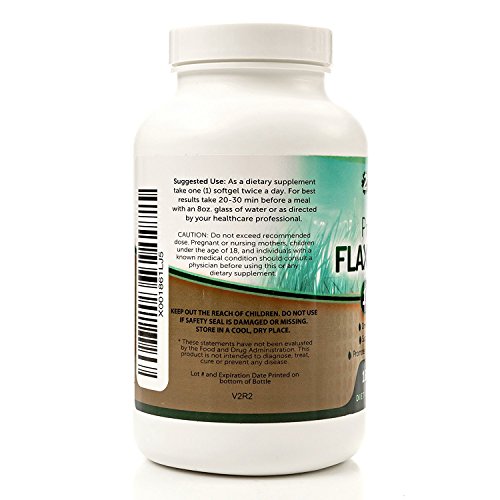 Organic Flaxseed Oil Capsules, 1000mg ALA & Omega 369, Natural Flax