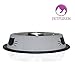 Cat Bowls Set By Petfuren - Non-Skid Stainless Steel Cat Dish 8 Ounce with Gray Color and Cute Cat Face for Pet Food & Water Bowl (Set of 2)