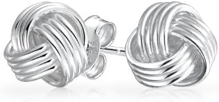 Traditional Simple Round Ball Woven Twisted Rope Cable Love Knot Stud Earrings For Women Polish Finish .925 Sterling Silver Daywear