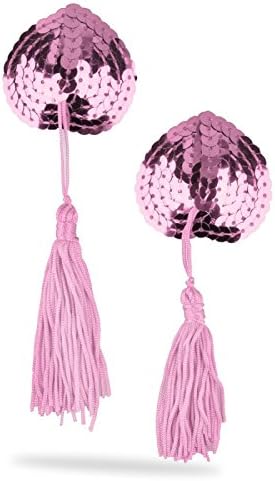 Pasties For Womens Lingerie Breast Petal Pasty Adhesive Reusable Nipple Tassel (Pink)