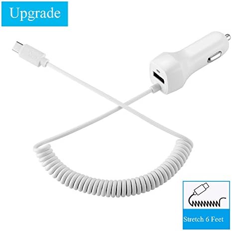 Impowely USB Type C Car Charger, 4.2A Dual Car Charger Adapter with 6.0ft USB C Coiled cable for LG G5, Nexus 6P/5X,OnePlus 2/3, Google Pixel/ Pixel XL,Lumia 950/950XL ,MacBook 12",Nintendo Switch