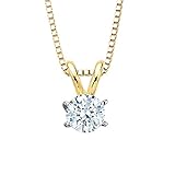 2 15 ct m vs2 round brilliant cut diamond solitaire pendant necklace in 14k yellow gold