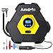 Portable Air Compressor Pump, AMDRFO Easy to Use Tire Inflator, Fast Inflating Tire Pump,12V 150 PSI Auto Digital Tire Inflator with Emergency Led Lighting and Long Cable for Car - Bicycle - and other