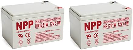 NPP HR1251W (F2, 2Pcs) 612Watts 12V 51Watt/Cell AGM Sealed Lead Acid High Rate Battery, 12V 14Ah 15Ah Flame Retardant UPS Battery for Fish Finder, Scooter, Security System and Solar