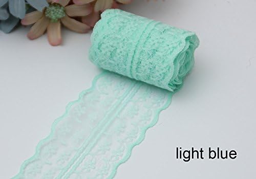 20 yards DIY Embroidered Net 45 mm Wedding Decoration Lace Trim Fabric Ribbon ZG0125 (4.Light Blue)