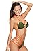 SOLY HUX Women's Sexy Halter Ladder Cutout Brazilian 2PCS Bikini Set Swimsuits Army Green M