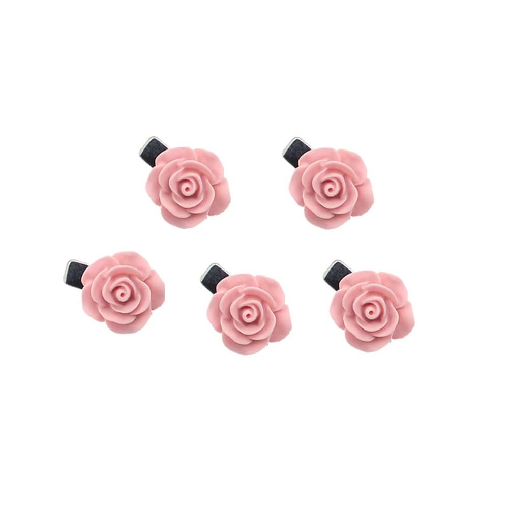 gaobaozhu Flower Hair Clip Small Mini Camellia Flower Hair Clip Alligator Clip for Women Girls - 5 Pack - Pink