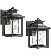 KAUEN Outdoor Wall Light,Exterior Wall Lantern Wall Mount Lights in Textured Black Finish Seeded ...