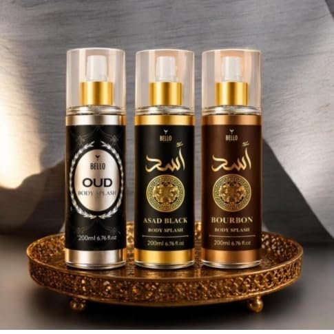 Kit Body Splash Árabe Oud, Asad e Bourbon Masculino