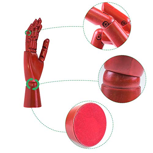HSOMiD Flexible Wooden Hand Model Moveable Wooden Artists Manikin Hand Figure 10 Inches Right Hand Model for Sketching Drawing Painting Home Office Desk Decoration (10 Inch Right Hand) - Thumbnail 3