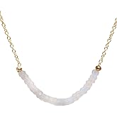 Gempires Genuine Handmade Birthstone Necklaces Beaded Gemstone Jewelry Hypoallergenic Non Tarnish18 Inch Gold Plated Minimalist Crystal Necklaces For Women
