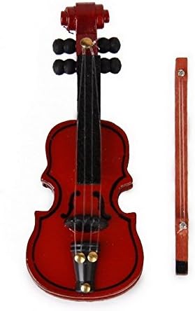 Wooden Violin for 1/12 Dollhouse Miniature Mahogany Musical Instrument Toy