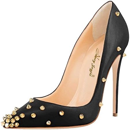 Nancy Jayjii NJPU Women High Heels Pumps Pointed Toe Sexy Rivets Stilettos Dress Shoes for Party