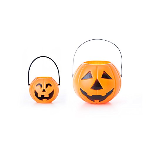 Theefun Halloween Handheld Pumpkin Lantern Light, Jack-O-Lantern Smile Face Light, Candy Bucket Portable Pumpkin Light,Holiday Event Decor Halloween Children Trick-or-Treat Lantern Light - Thumbnail 7
