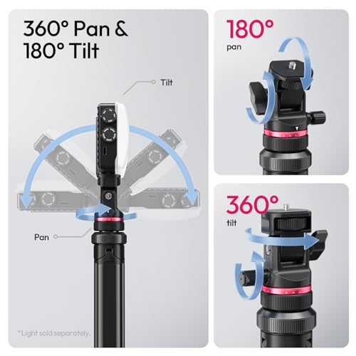ULANZI MT-80 Aluminum Tripod Stand, 7FT Extendable Camera Phone Tripod for Travel, Auto Pop-Up, 1/4" Screw, 360 Ball Head Portable Photo Video Light Stand for DSLR Camera, Ring Light, Video Rig