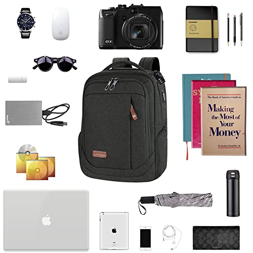 KROSER Laptop Backpack Large Computer Backpack Fits up to 15.6-17.3 Inch Laptop with USB Charging Port Water-Repellent School Travel Backpack Casual Daypack for Business/College/Women/Men